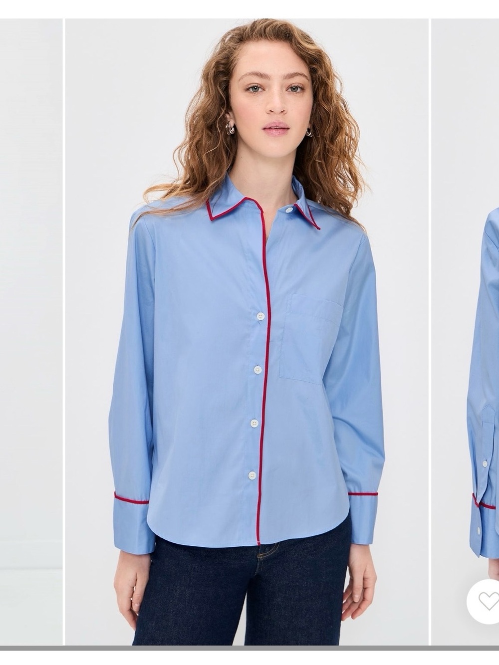 Madewell Light Blue Button-Down Shirt with Red Trim